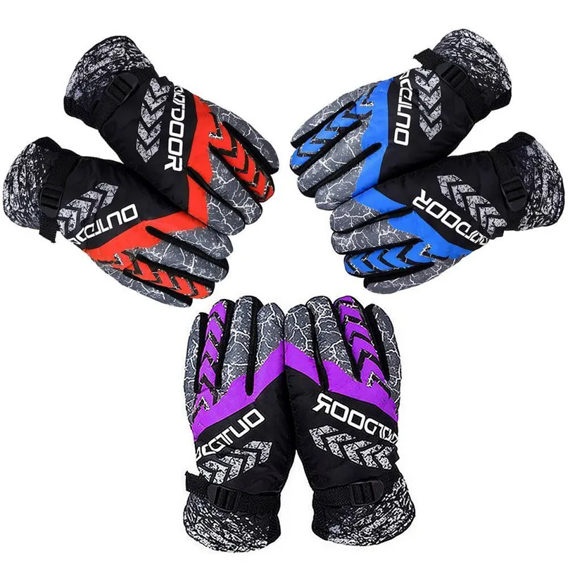 Ski Cycling Gloves Warm Waterproof Gloves Skiing Snow Warm Mitten Full Finger Antislip Thermal Winter non-slip gloves #2N16   (9)