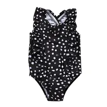 Женский купальник-бикини для девочек, детский комплект одежды для маленьких девочек с оборками в горошек Крест-накрест бикини раздельный купальник Одежда для купания D300221