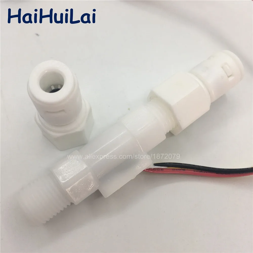

G1/4" Plastic Water Hall flow sensor meter+2pcs quick connector adaptor Push Fit for beer coffee machine