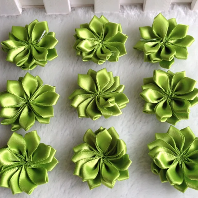 HL 30pcs 35mm Green Double Ribbon Flowers Handmade Apparel Accessories Sewing Appliques DIY Crafts A648 HL 30pcs 35mm Green Double Ribbon Flowers Handmade Apparel Accessories Sewing Appliques DIY Crafts A648