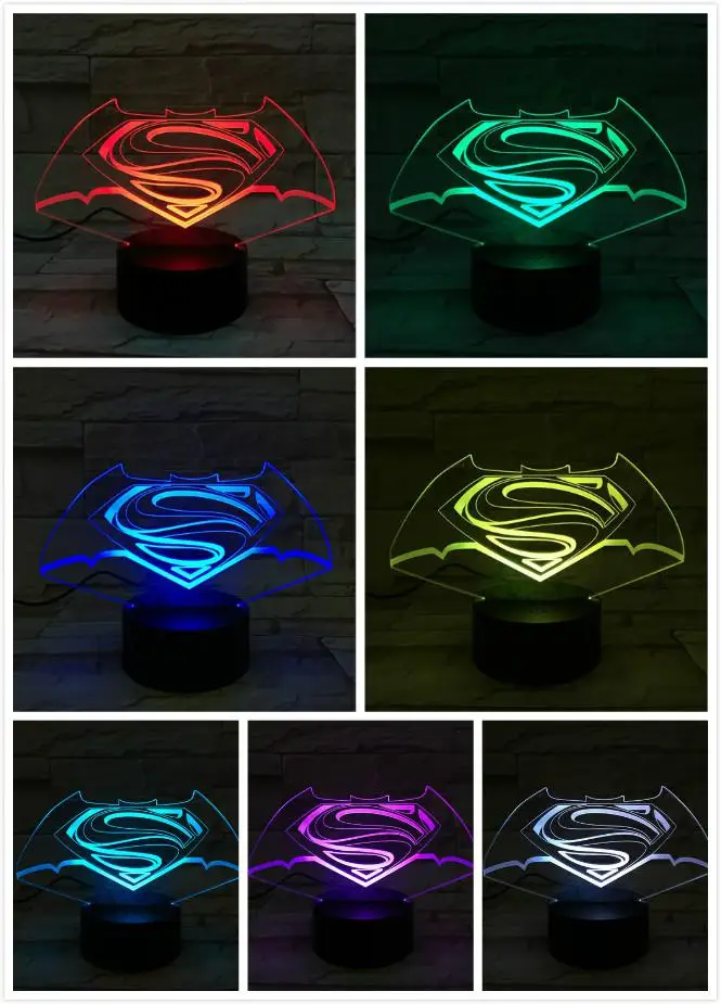 Dc Justice League Usb светодиодный 3d-ночник супергерой Бэтмен Супермен вспышка чудо женщина Аквамен два лица Джокер настольная лампа - Испускаемый цвет: 9