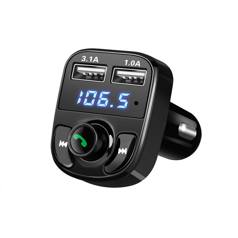 ONEVER fm-передатчик AUX модулятор громкой связи bluetooth автомобиль автомобильный комплект аудио MP3 плеер с 3.1A Quick Charge Dual USB Автомобильное зарядное устройство - Название цвета: Черный