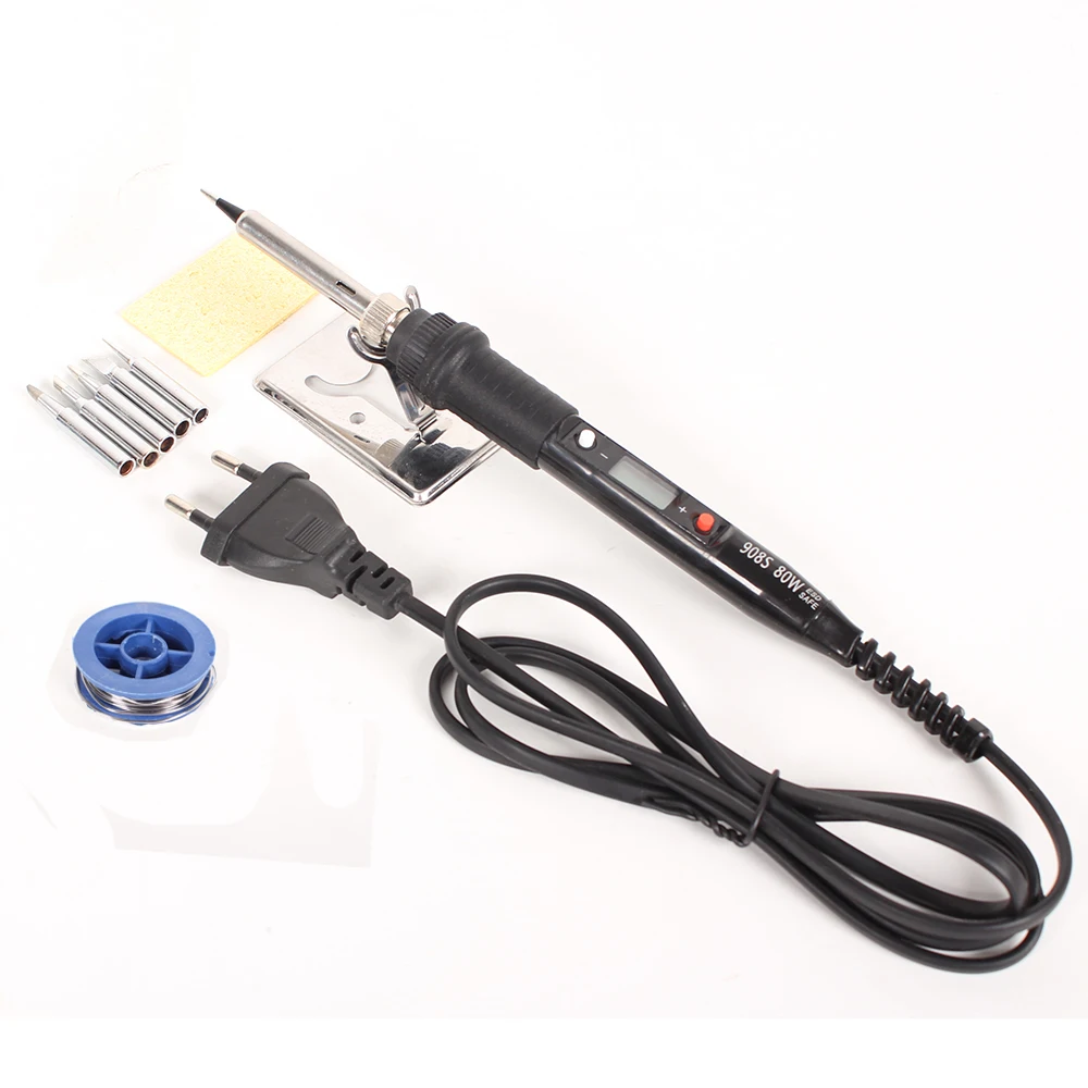 

Adjustable Temperature Electric Soldering Iron 80W 220V / 110V LCD Digital Display Welding Iron Tips Tin Repair Tools Kit