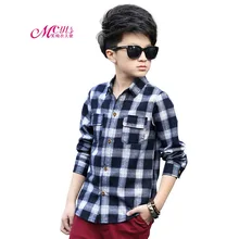 Рубашки для мальчиков, детская одежда с длинными рукавами и отложным воротником, хлопковые рубашки в клетку, демисезонная Одежда для мальчиков 5, 7, 9, 11, 13, 15 лет