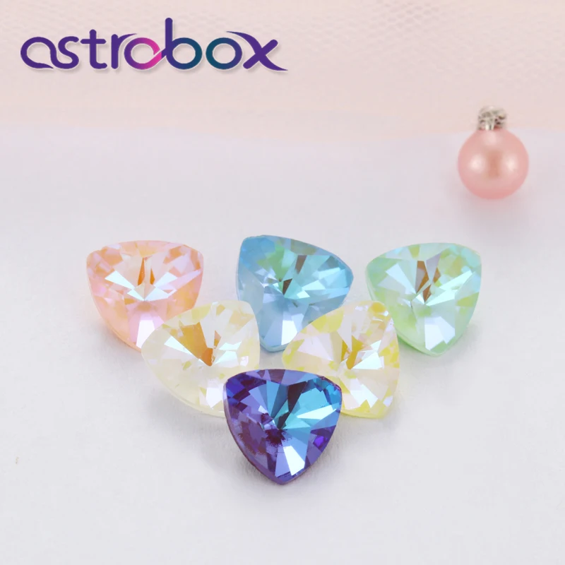 

New arrival pointback glue on glass rhinestones high quality crystal Tri-angle rhinestones diy clothing Accessories