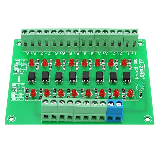 

24V To 5V 8 Channel Optocoupler Isolation Module PLC Signal Level Voltage Conversion Board