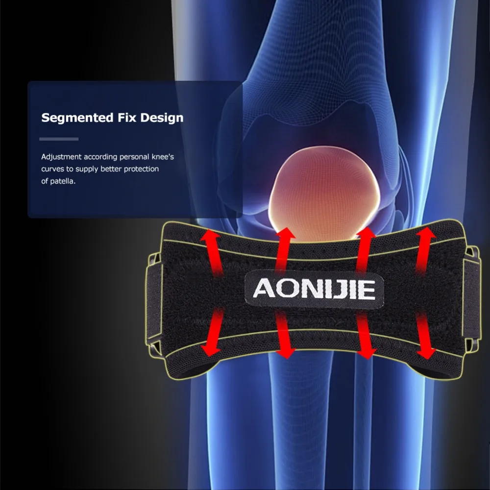 AONIJIE РЕГУЛИРУЕМЫЙ КОЛЕННОЙ ЧАШЕЧКИ наколенник Поддержка Pad боли группа для пеший Туризм футбол баскетбол волейбол приседания E4067
