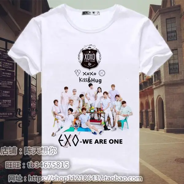 2017 kpop новая EXO футболка лето две патрульные группы тот же пункт KRIS SEHUN CHANYEOL BAEKHYUN