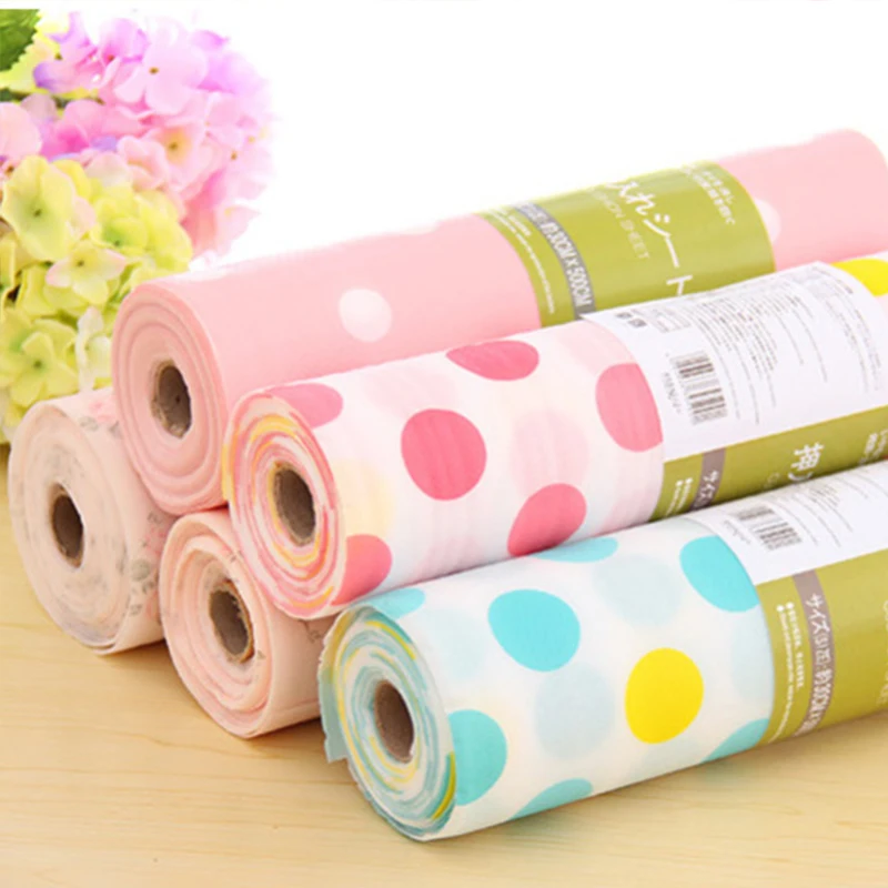

1 Roll Waterproof Anti-oil Drawer Mat Paper Many styles Printed Floral Cabinet Drawer Kitchen Shelf Liner Drawer Paper