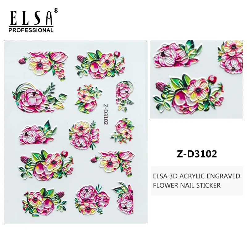 Эльза стиль наклейки для ногтей летний красочный дизайн переводные наклейки с водой наборы Цветок/перо Декор ногтей Советы красоты - Цвет: Z-D3102