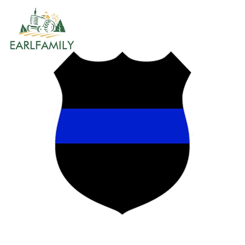Earlfamily 13Cm X 11Cm Car Styling Thin Blue Line Police Badge Sticker Car Truck Cup Laptop Window Bumper Decal Waterproof