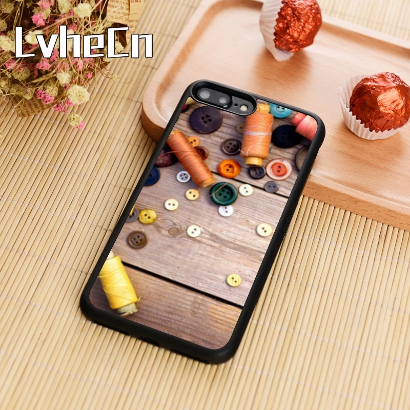 

LvheCn Thread Buttons Sewing Phone Case Cover For iPhone 4 5s SE 6 6s 7 8 plus 10 X Samsung Galaxy S5 S6 S7 edge S8 S9 note 8