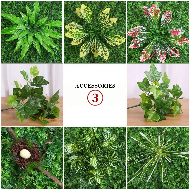 

High Quality Green Simulation Plant Wall Wedding Decoration Indoor Background Flower Wall Hanging Plastic Fake Lawn Accessories