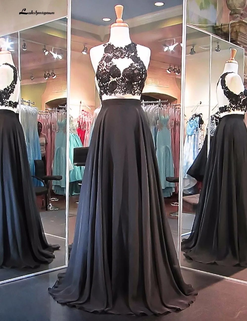 #^Special Price Hoge hals Zwarte Chiffon Lange Avondjurk Vestido Longo Partij Elegante Formele Avondjurk Vestido De Novia #^Special Price Hoge hals Zwarte Chiffon Lange Avondjurk Vestido Longo Partij Elegante Formele Avondjurk Vestido De Novia