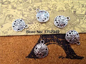 

90pcs--Sand Dollar Charms ,Antique Tibetan Silver Tone sand dollar charm pendants 12mm