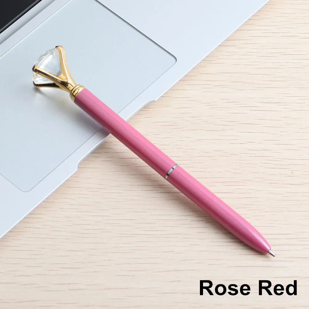 22 Цвета Кристалл шариковая ручка модная одежда для девочек 19 карат крупный бриллиант металлическая ручка Материал Эсколар Bolis Escolares каваи Новинка Ручка - Цвет: Rose Red