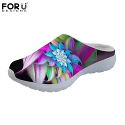FORUDESIGNS/цветочный Стиль женские босоножки 3D уникальный цветок печати Модная обувь на плоской подошве летние Для женщин ''сандалии пляжные