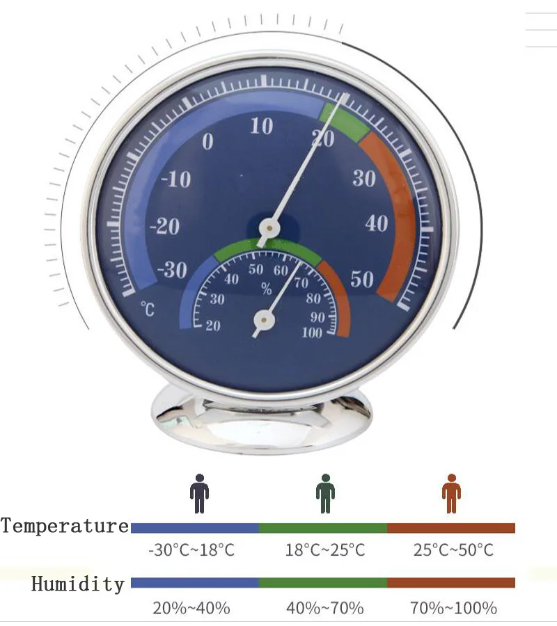 Радиальный биметаллический термометр и гигрометр с горячим рукавом, измеритель температуры и влажности в помещении и на улице, многоцелевой