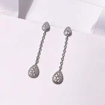 

HIBRIDE Unique Design Luxury Earrings Rose Gold Color CZ Micro Pave Setting Two Water Drop Shape Drop Earrings for Women E-619