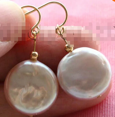 Серьги из натурального жемчуга 17 мм с монетками лаванды # f1779!|earring earphones|earrings