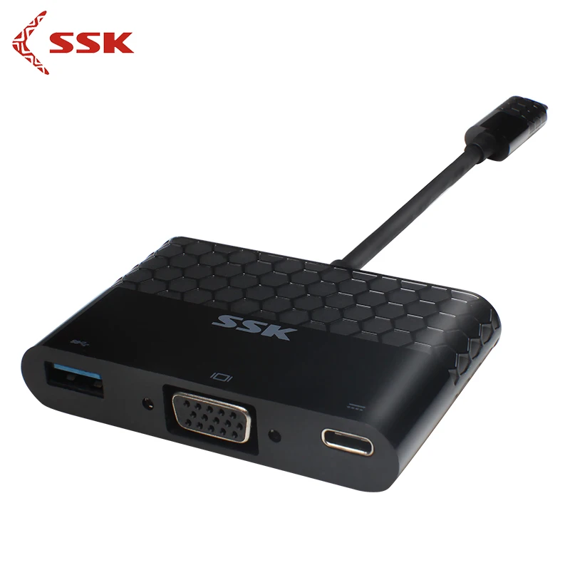 

SSK SHU-C025 3 in 1 USB HUB Type-C to type-C VGA USB3.0 Adapter USB 3.0 Hub Display Port To VGA Adapter for Laptop