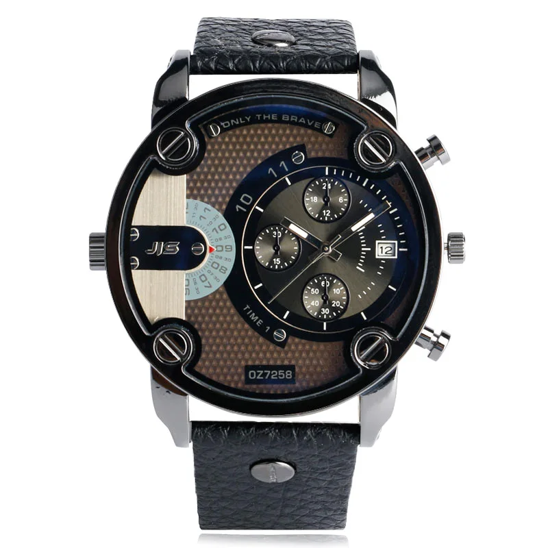 

Male Clock Big Watches For Men Big Face Quartz-watche Date Display Leather Band Strap Modern Cool Casual Relogio Masculino
