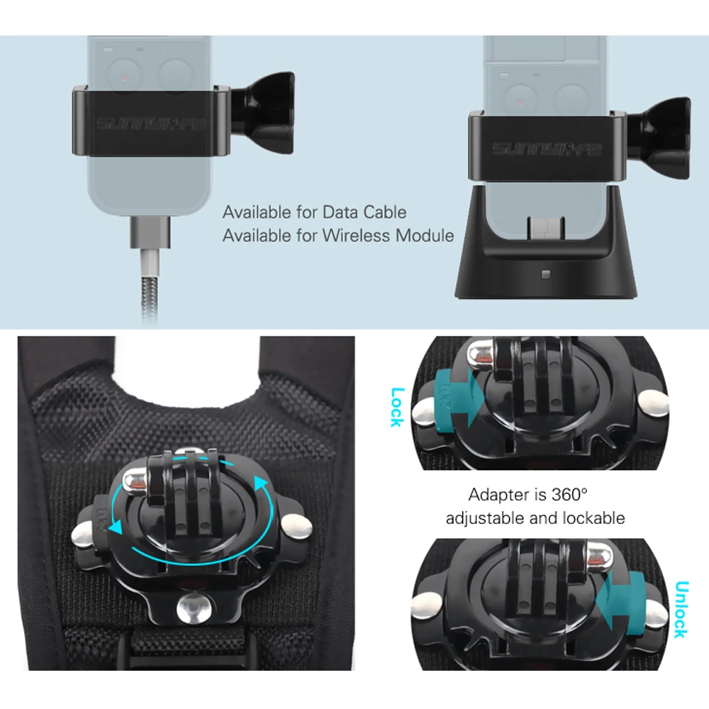 Powstro удлинитель Алюминиевый металлический адаптер и браслет держатель с креплением для OSMO карманные аксессуары для камеры GoPro