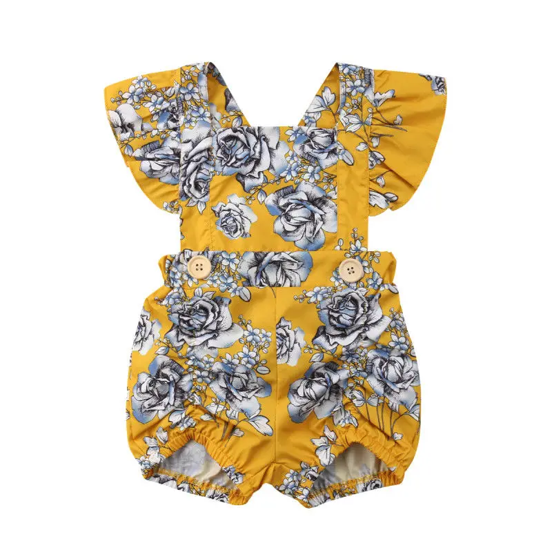

0-2T Newborn Kid Baby Girl Clothes Toddler Lace Flower Romper loose cotton floral Jumpsuit boho beach sumer Outfit