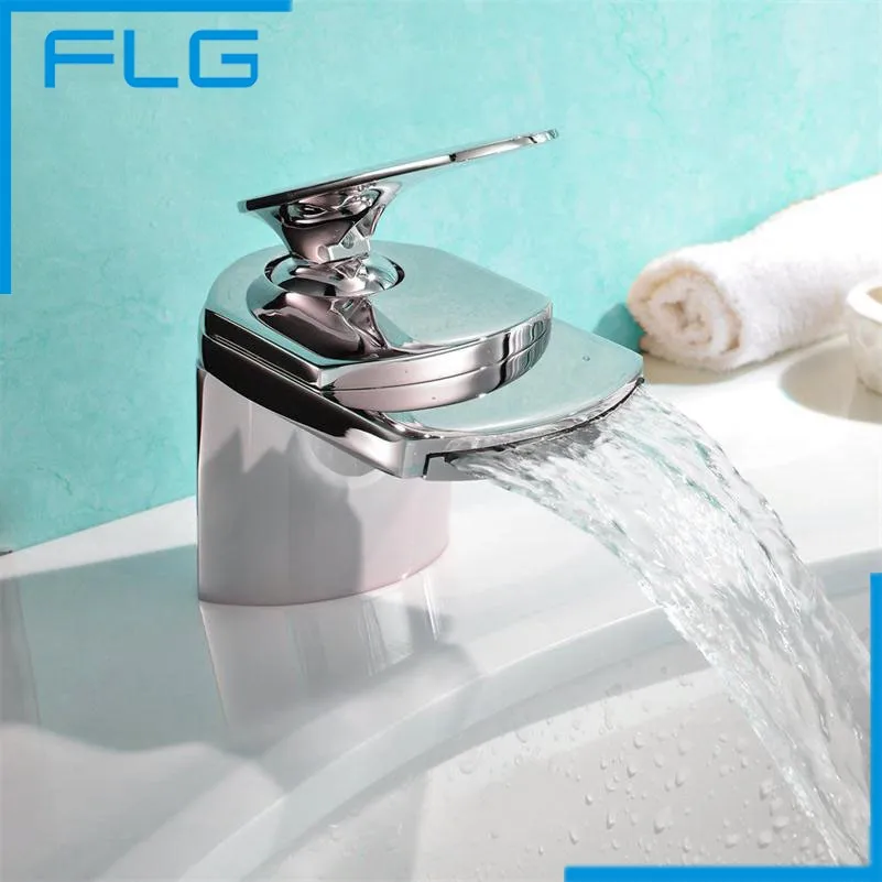 

Made in China Chrome Bathroom Basin Sink Mixer Tap, Deck Mounted Washing Copper Basin Waterfall Faucet