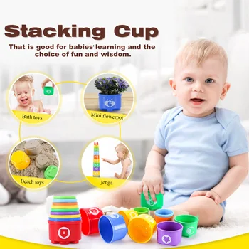 

Cute Baby Kids Folding Cups Stacking Educational Letters Toys Learning Developmental Toy For infant 2018 Hotbnrw