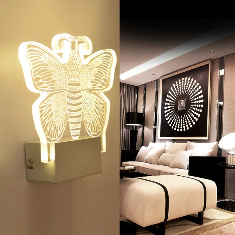 

Acrylic Crystal Wall Lamps Butterfly Modern Home Light Indoor Stylish Romantic Butterfly Corridor Light Decoration Lamp IY121696