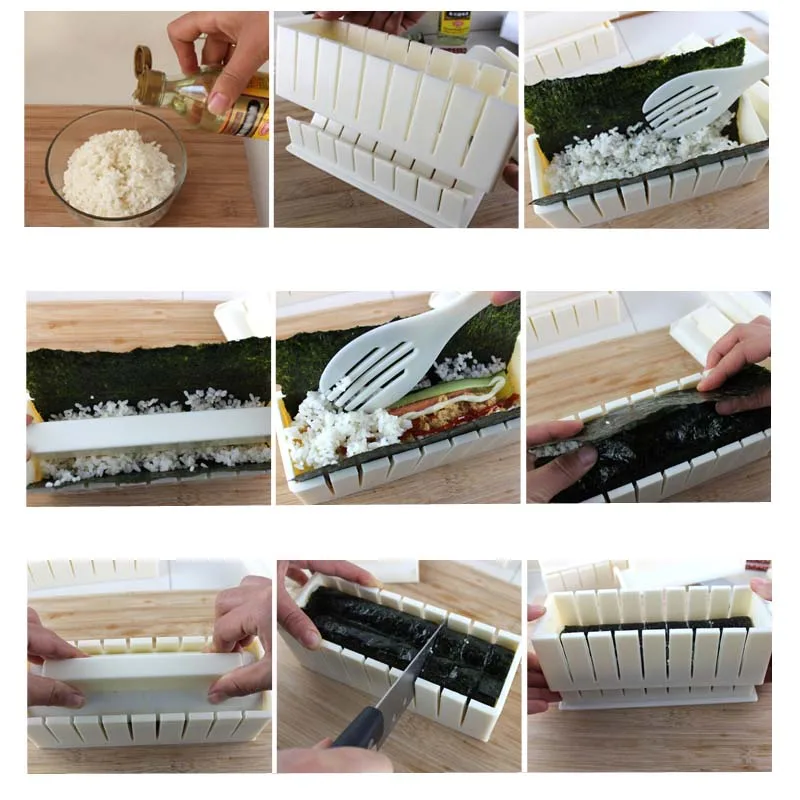Areyocuan 11 шт./компл. DIY "сделай сам" для изготовления суши, форма для риса Кухня устройство для изготовления суши набор из 11 формочек для суши, Пособия по кулинарии инструменты
