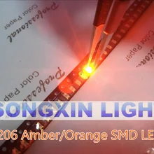 100 шт. оранжевый/янтарный 1206 SMD SMT супер яркий светодиодный светильник высокого качества 600-610nm 200-300mcd 2,0-2,6 v smd 1206 светодиодный диоды