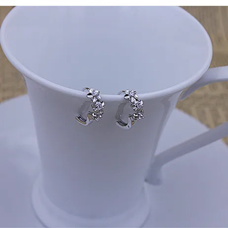 Top Quality 925 Sterling Silver Earrings For Women Jewelry Fashion Zircon Flower Hoop Earrings Girls Princess Accessories Charm