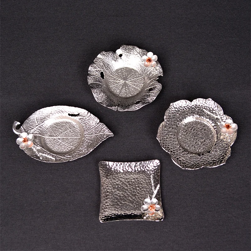 Креативный оловянный цветок сливы медный сплав Coaster чайный набор кунг-фу небольшой чайный поднос чашки японский стиль чайная церемония аксессуары чайная посуда