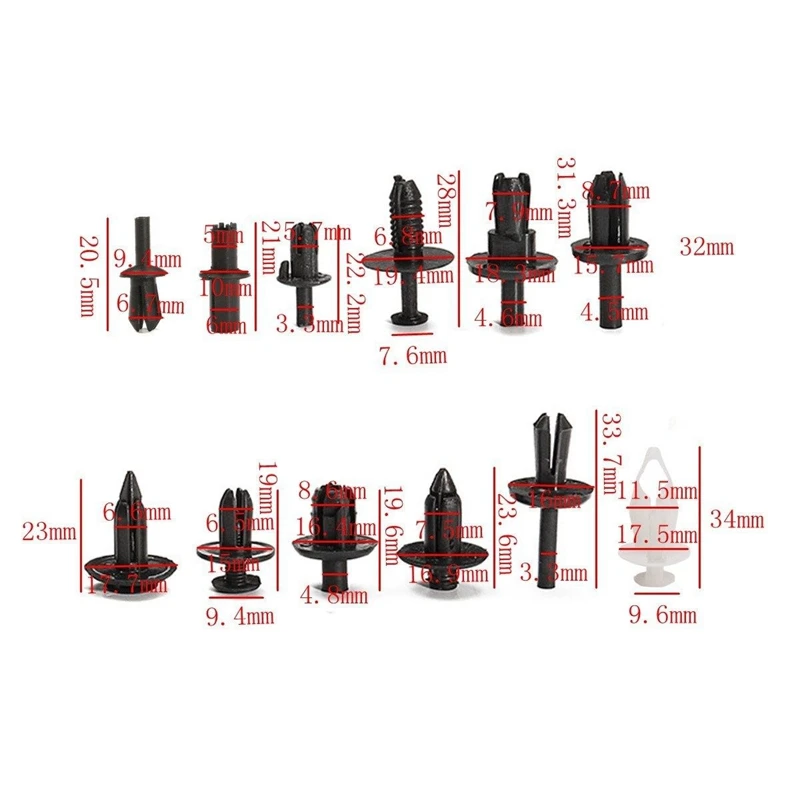 350 шт авто нажимной штырь заклепка накладка клипса Панель Тела интерьер Ассортимент Набор для Volvo/BMW/GM/Ford/Toyota/Honda/Nissan