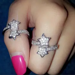 Регулируемая звезда Цирконий кольцо Для свадебное кольцо для женщин браслет обещает CZ Камень Модные женские ювелирные изделия