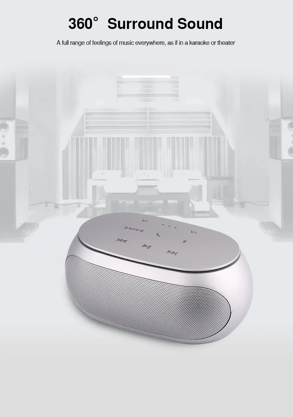 Touch Bluetooth Speaker Wireless Speaker 3D Digital Bass Sound NFC 25m Portable Speaker Support TF Card MIC Hands free For Phone (5)