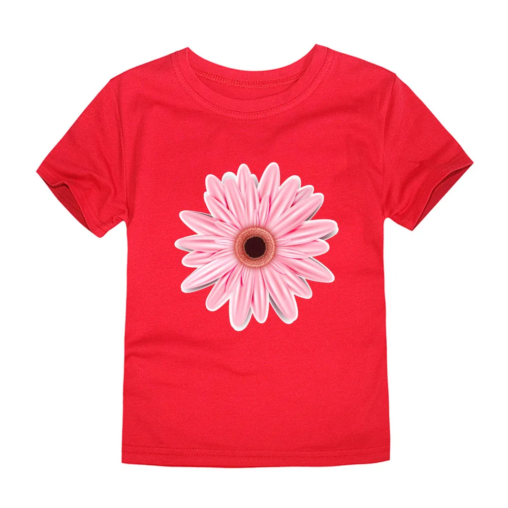TINOLULING/модные футболки с цветочным принтом для девочек хлопковые летние топы с короткими рукавами и цветочным рисунком для девочек, детские футболки, детские футболки - Цвет: TTTL4