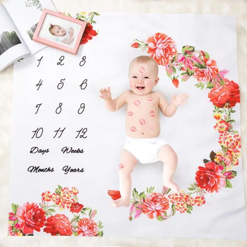 Фон для детской фотосъемки с Одеяло фон Многофункциональный милый Цветочный принт фотографические реквизиты для новорожденных ежегодно ежемесячно веху