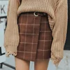 For Sale Plaid Skirt Autumn Winter High-Waist Japanese Harajuku Vintage Kawaii Hip-Woolen Slim 76XO76Ma