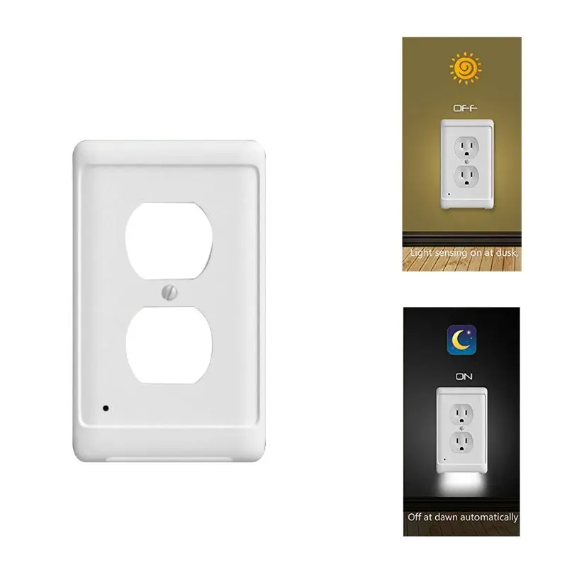 

Plug Cover Plate US Plugs With LED Sensor Light Hallway Lamp Coverplate Wall Outlet Night Lights Dark Sensing Auto Automatic Lig