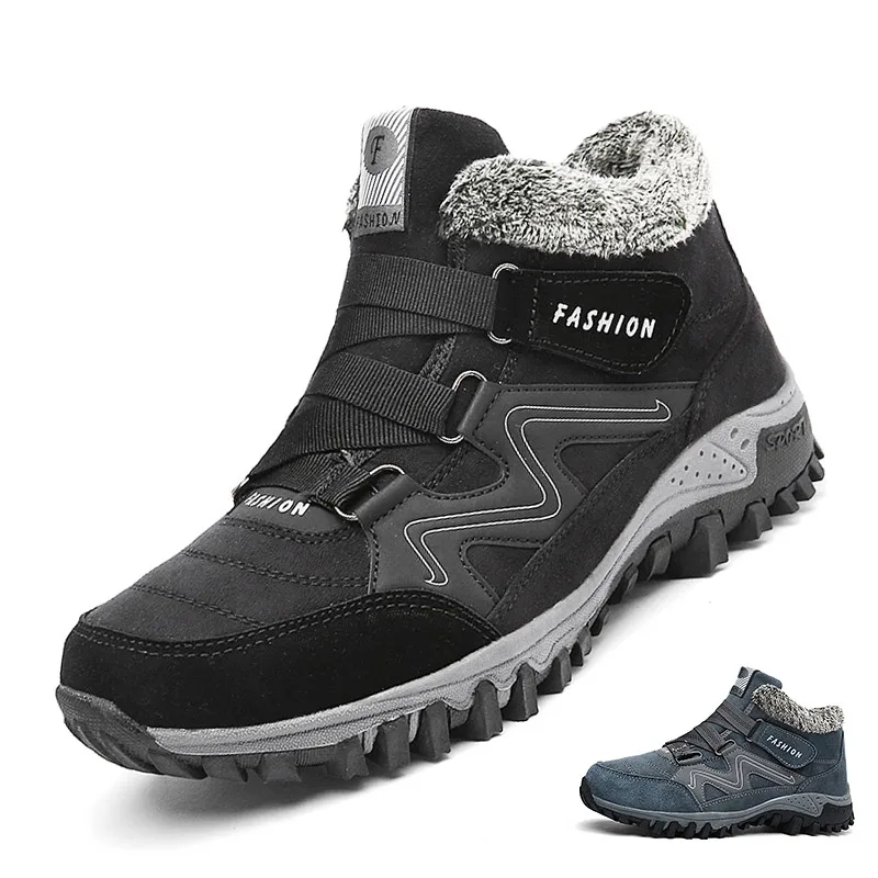

New Men Boots Winter with Plush Warm Snow Boots Casual Men Winter Boots Working Shoes Men Shoes Fashion Ankle Boots 39-45