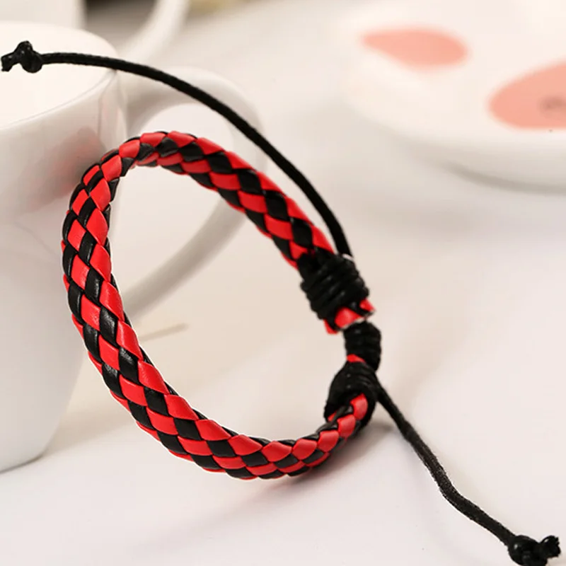 Fashion Mens Womens Braided Faux Leather Bracelet Wristband Unisex Gifts