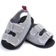 Высококачественные летние противоскользящие сандалии для девочек; детские сандалии из хлопчатобумажной ткани на плоской подошве в полоску; 1 шт.; обувь