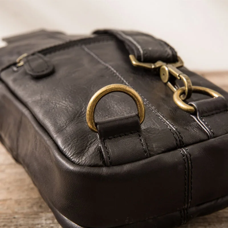 AETOO Genuine Leather Men Bag male chest bag travel shoulder Man Crossbody Bags Messenger Bags Men Phone Sling Chest Pack