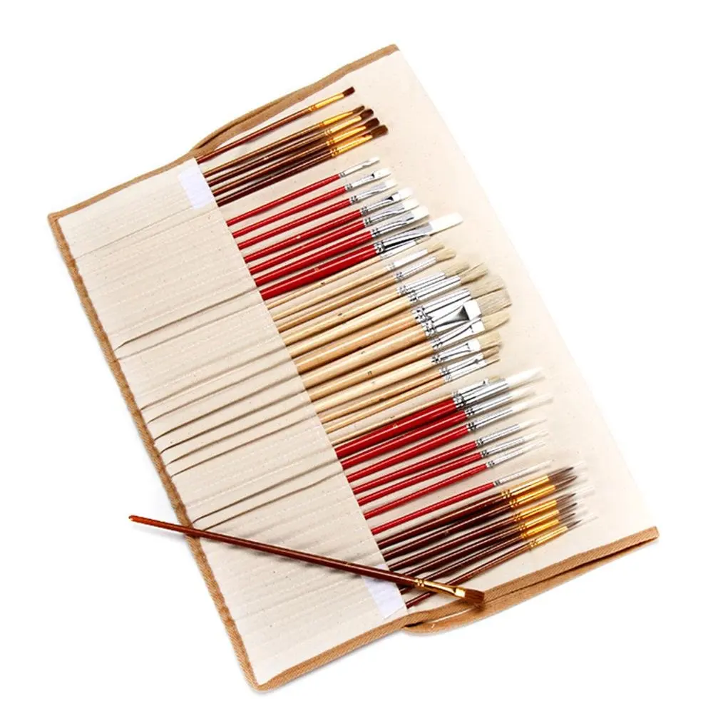 

38Pcs Professional Quality Paint Brush Set with Canvas Bag for Oil Acrylic Watercolor Painting Art Supplies