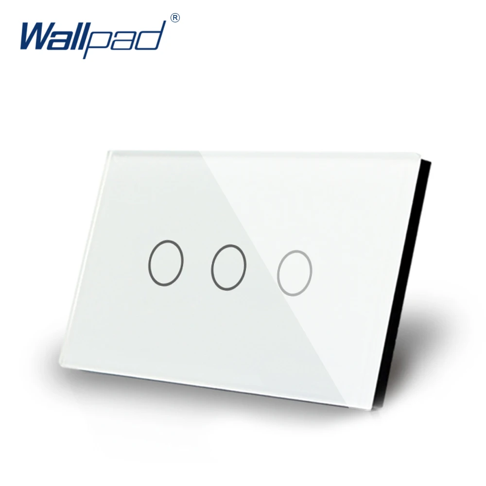 

3 Gang 1 Way Touch Switch US/AU 118*72mm Wallpad Luxury Crystal White Glass LED Indicator Electrical Wall Light Switch