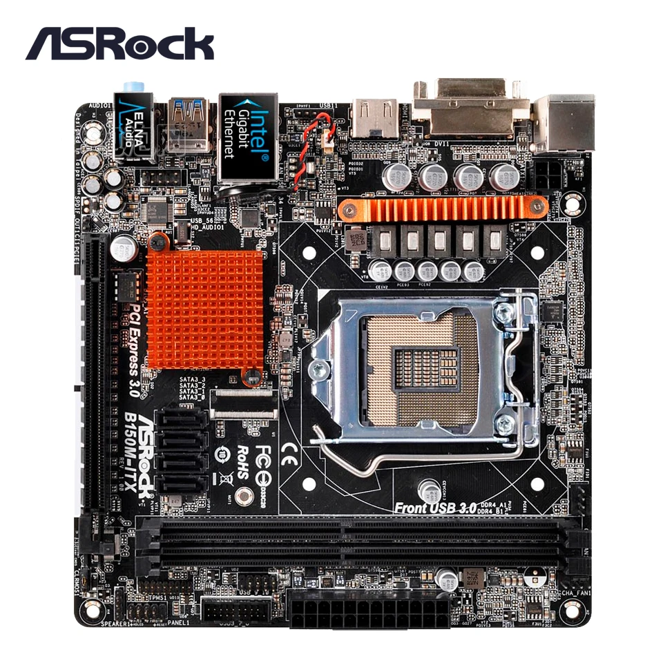 

ASRock B150M-ITX Original New Desktop Motherboard B150 LGA 1151 For i3 i5 i7 DDR4 32G SATA3 USB3.0 DVI/HDMI Mini-ITX