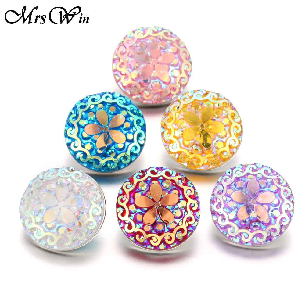 10pcs/lot Wholesale Snap Button Jewelry Newest Resin Flower Snap